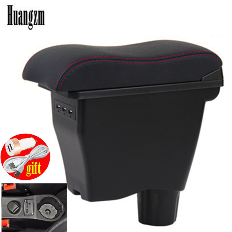for Smart 450 451453 454 Fortwo Forfour armrest box Double-layer USB Universal Car Armrest Box: B1 Red line 3 usb