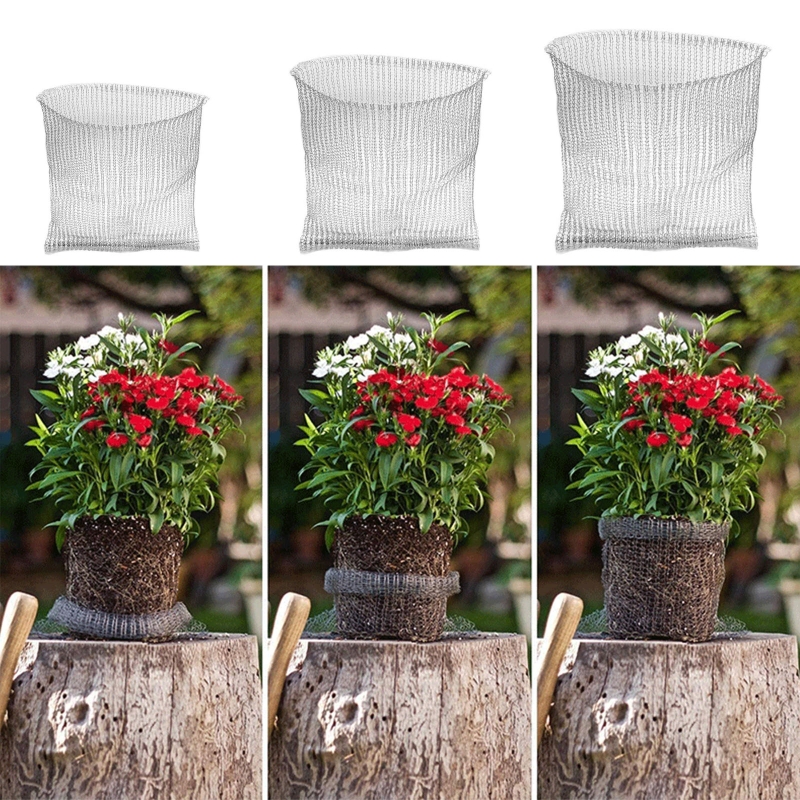 Panier en maille tricoté en fil d'acier inoxydable 304, pochettes de racines de plantes, pour l'intérieur et l'extérieur, jardin, cour, légumes