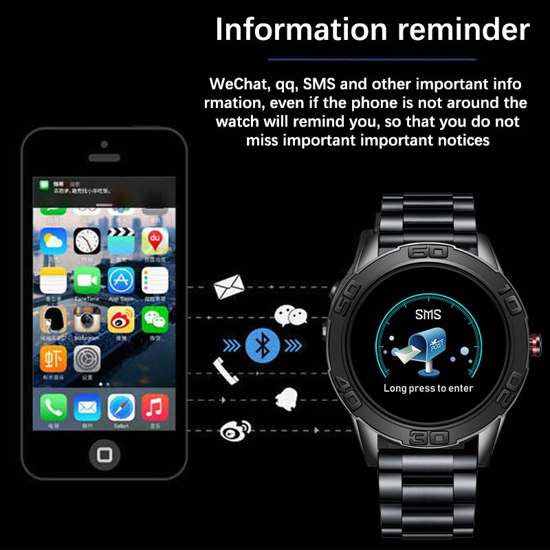 LUIK Slimme Horloge Mannen Stappenteller Hartslag Bloeddrukmeter Waterdichte Stalen Riem Smartwatch Sport Multifunctionele Modus