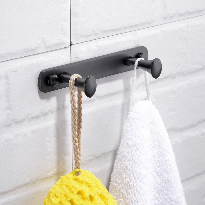 Gancho redondo de latón negro para bata, perchero para abrigo y sombrero, montaje en pared, acabado negro, accesorios de cocina para Baño