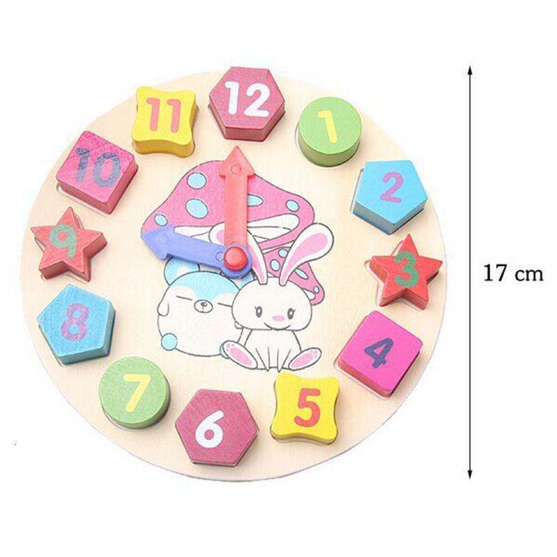 Wooden Number Clock Children Early Education Clock Tiny Rabbit Clock