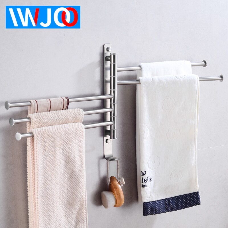 Handdoek Bar Holder Wall Mounted Beweegbare Handdoek Rail Hanger Rvs Badkamer Handdoekenrek Opknoping Houder Haak Magazijnstelling