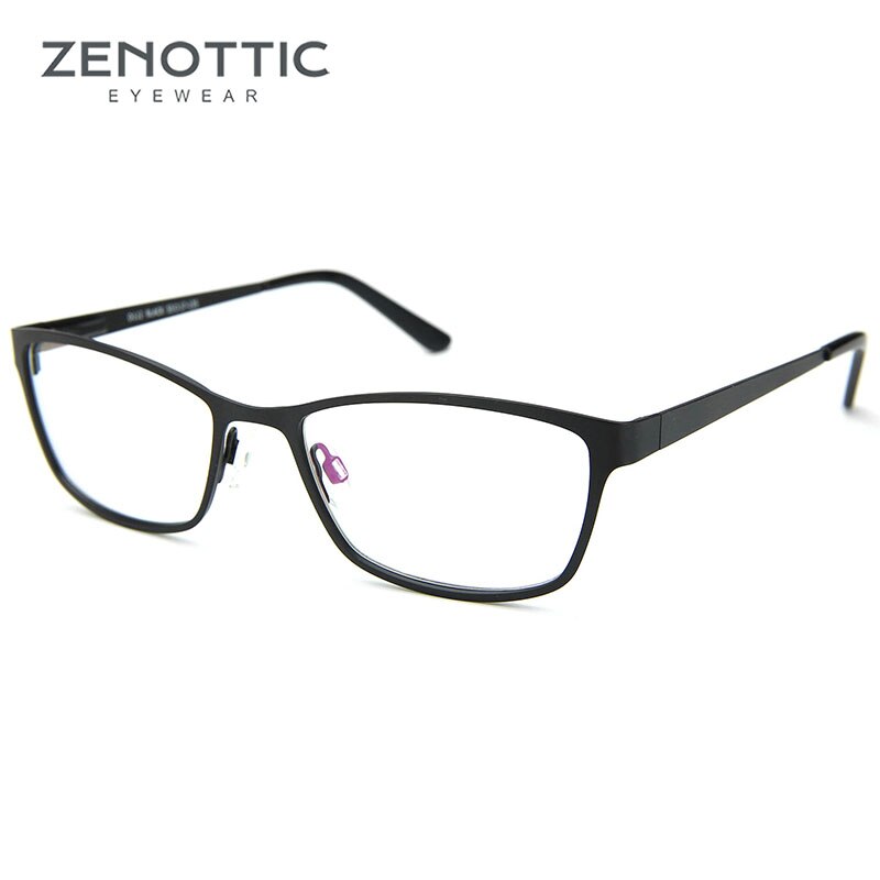 ZENOTTIC-gafas con montura metálica para mujer, a la lentes ópticas cuadradas, gafas graduadas para miopía, Marco BT8018: 001