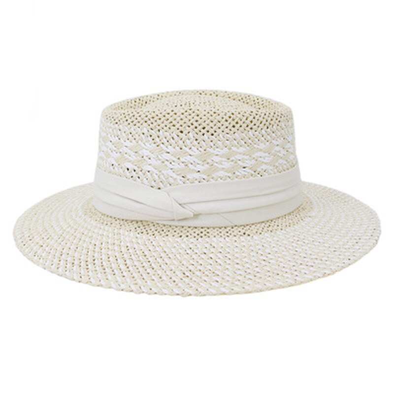 Stro Hoeden Vrouwen Mannen Zomer Lente Ronde Top Wide Brim Zomer Hoeden Groen Blauw Gestreepte Riem Band Luxe Natuurlijke Raffia zomer Hoed: 6