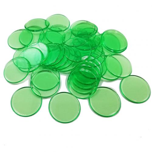 100Pcs 19Mm Bingo Chips Transparante Kleur Tellen Handleiding Math Game Tellers Markers: Grass Green