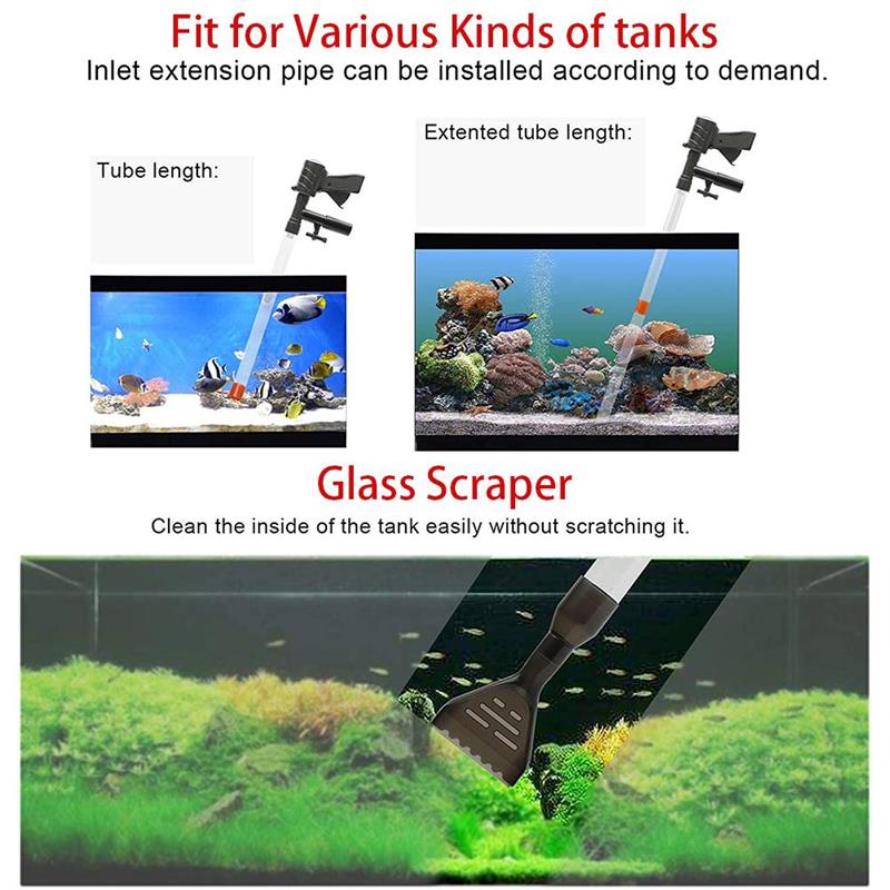 Multifunctional Aquarium Gravel Cleaner Quick Water Changer with Air-Pressing Button Fish Tank Sand Cleaner Kit