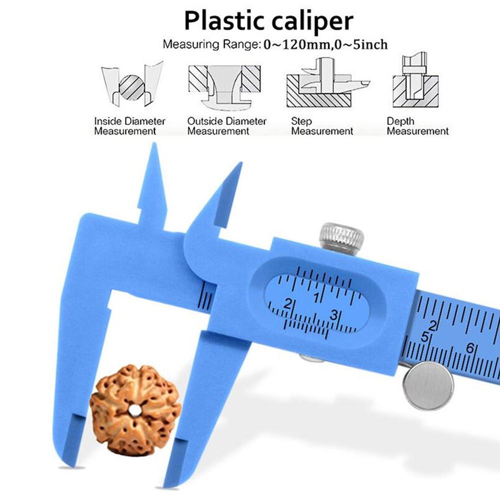 Plastic Vernier Caliper Mechanical Vernier Plastic Caliper Double Scale Plastic Vernier Caliper Measuring Student Mini Tool Rule: Default Title