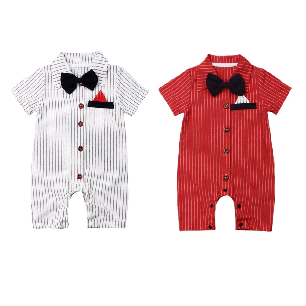 Pudcoco Neugeborenen Baby Junge Kleidung Gestreiften Bowknot Formale Hochzeit Partei Strampler Einteiliges Outfit Kleidung