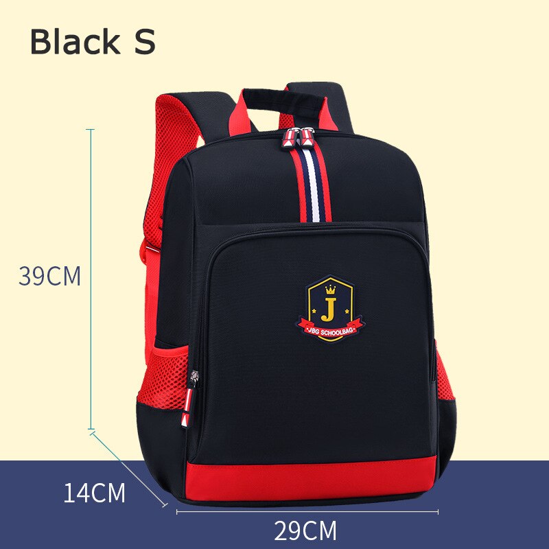 Mochilas escolares de estilo inglés para niños, morral impermeable para estudiantes, morral Escolar para niños: Black-S