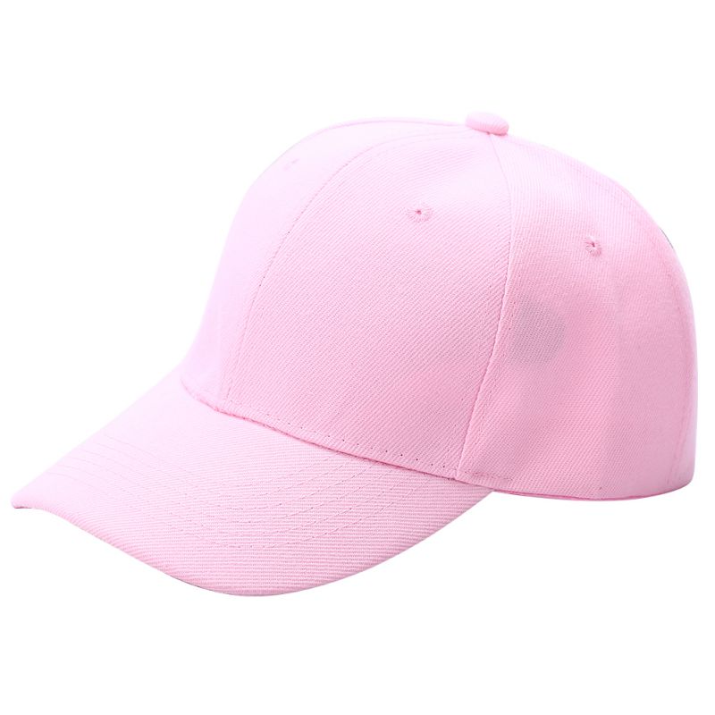 Men Women Plain Baseball Cap Unisex Curved Visor Hat Hip-Hop Adjustable Peaked Hat: Pink
