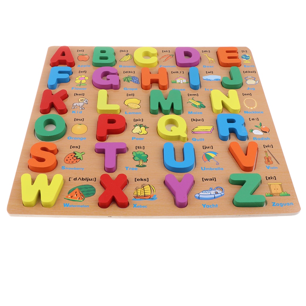 Houten Hoofdletters Blokken Puzzel Developmental Speelgoed Voor Peuters Alfabet Abc Leren Speelgoed Vroege Onderwijs Math Toys