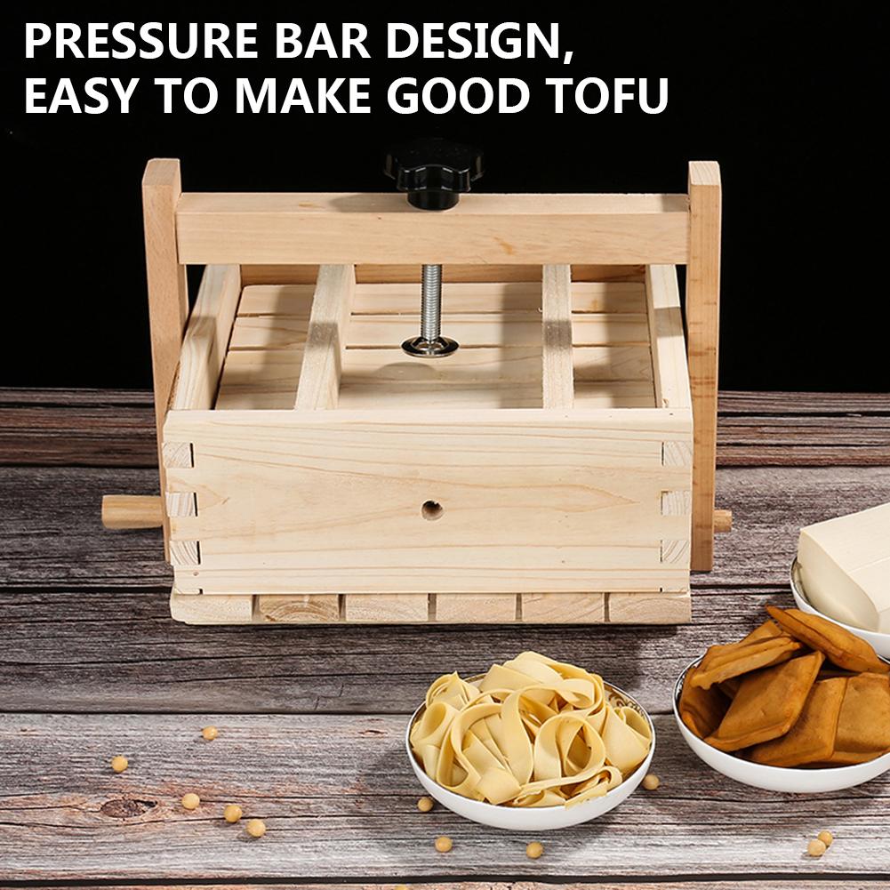 2- i -1 træ tofu ostemaskine og presse med 3 stk klud holdbar asy at samle til hjemmekøkken tofu diy håndlavede madværktøjer