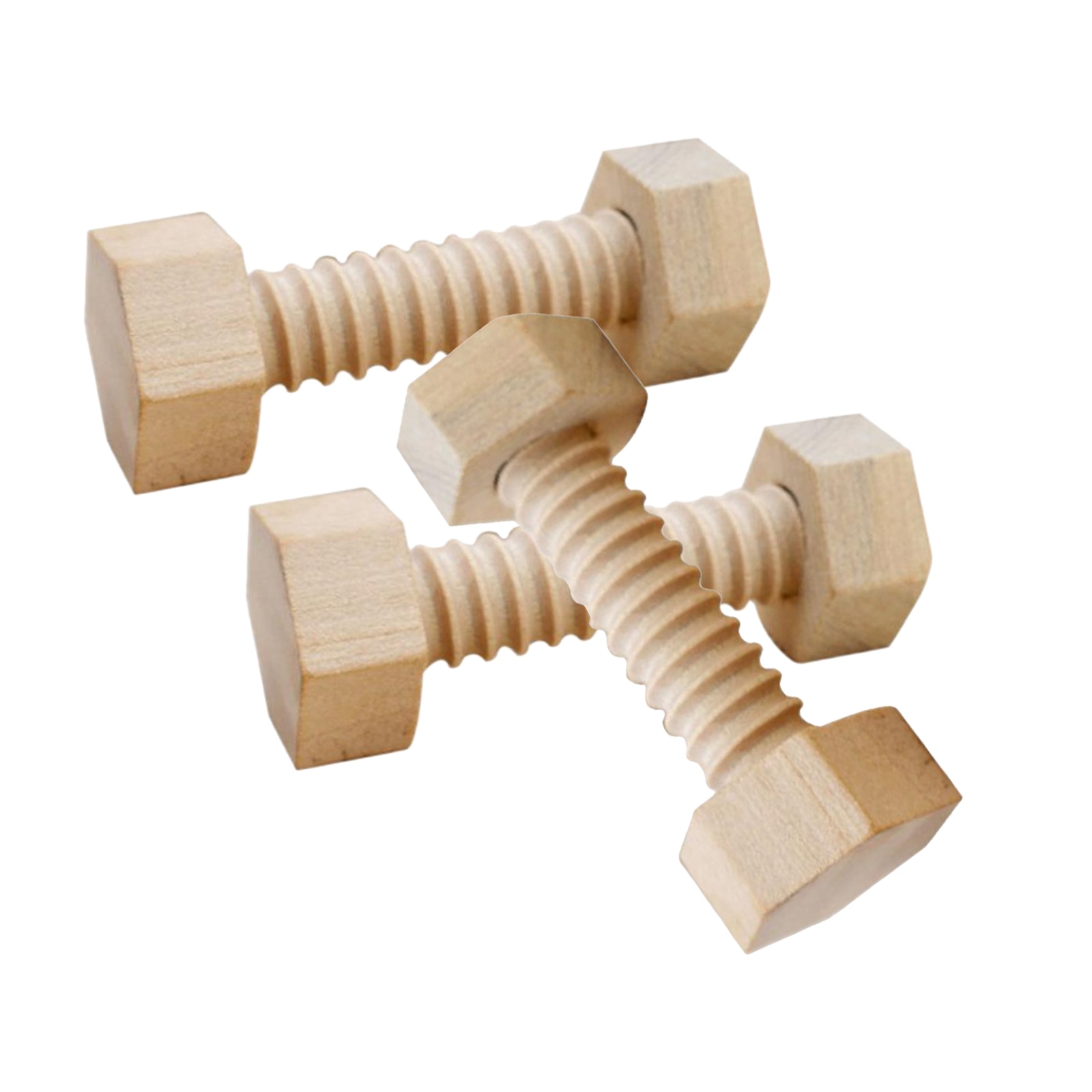 3Pcs Early Education Educational Screw Nut Assembling Unfinished Wooden Toy