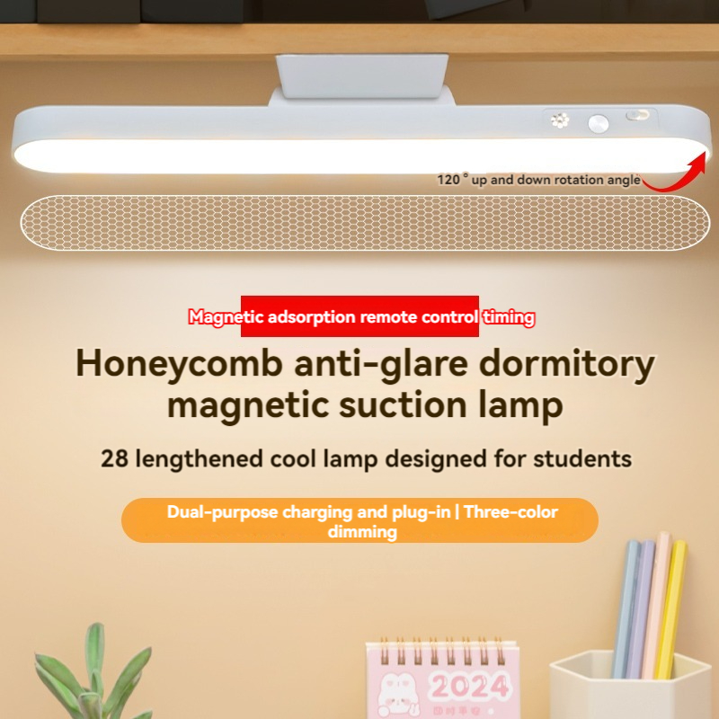 Lampada da scrivania con interruttore di lettura remoto per protezione degli occhi magnetica a portato Lampada da apprendimento per studenti ricaricabile tramite USB con regolazione continua a tre velocità