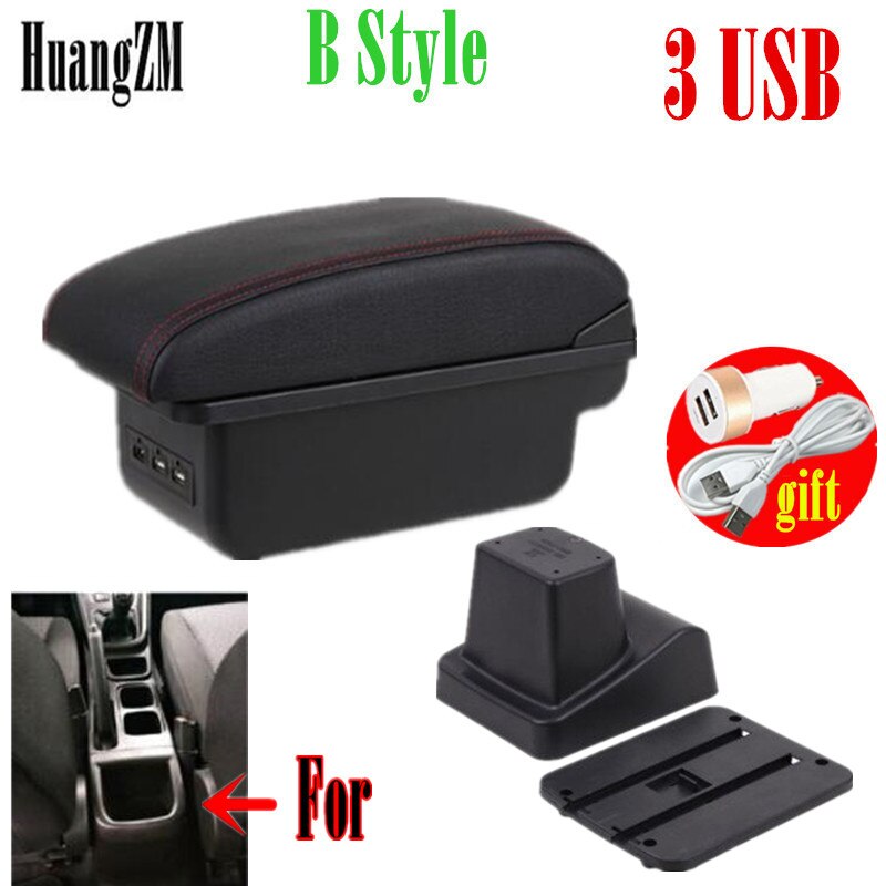 Für Suzuki Vitara Armlehne nachrüsten teile gewidmet Auto Armlehne Zentrum Speicher Kasten Auto zubehör Innen USB Einfach zu installieren: B Stil rot Linie