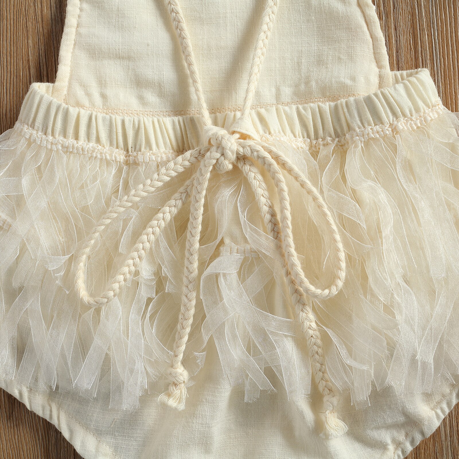 Citgeett Zomer 0-24M Peuter Baby Meisje Witte Bloemen Kant Kwastje Mouwloos Bodysuit Backless Solid Baby Jurk-stijl