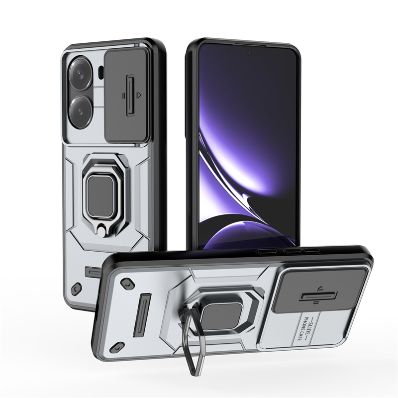 For Xiaomi Poco X7 Pro 5G Case Slide Lens Armor Phone Case for Poko Poxo Pocco Little X 7 Pro X7Pro Magnetic Ring Holder Cover: GRIS