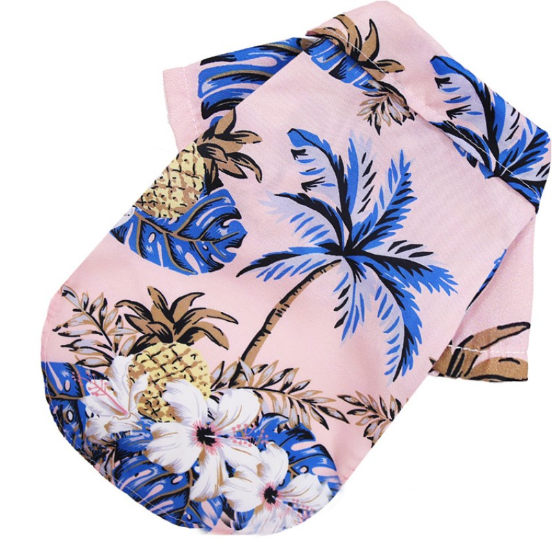 Ropa de verano para perros, camiseta fresca de playa de estilo Hawaiano para perros y gatos, camisetas transpirables para perros, disfraces para perros Chihuahua, ropa para cachorros: Caqui oscuro / S
