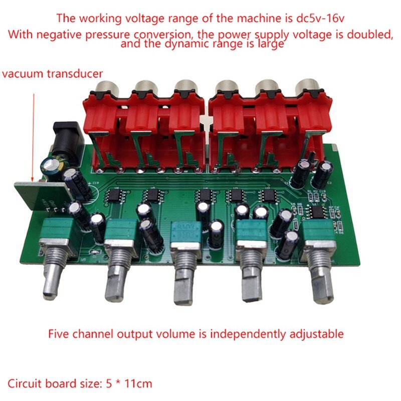 -Stereo Audio Mixer 1 Input 5 Output Multi-Channel Audio Source Distributor RCA Interface for Power Amplifiers