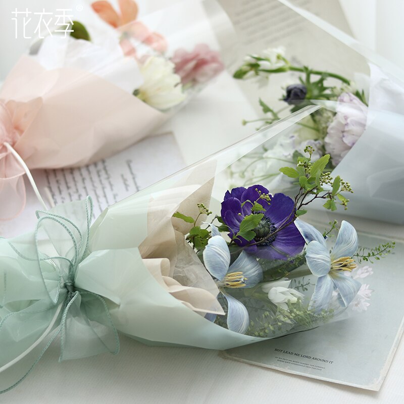 20 st enkelblomma ros låda bukett kristall film ängel blomma omslagspapper pvc plast papperspåsar lådor fodral för blommor