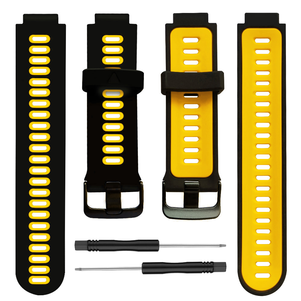 Correas de silicona para reloj inteligente Garmin Forerunner 735XT, pulsera de repuesto para Forerunner 220/230/235/620/630: XS / Black Yellow