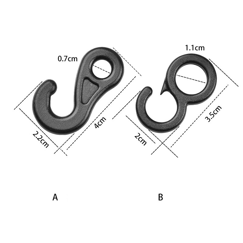 10 Pcs Plastic Shock Backpack Bungee Cord Karabiner Hook Elastic Cord Rope End Buckle Camping Tent Fasten Hanging Tool Accessory