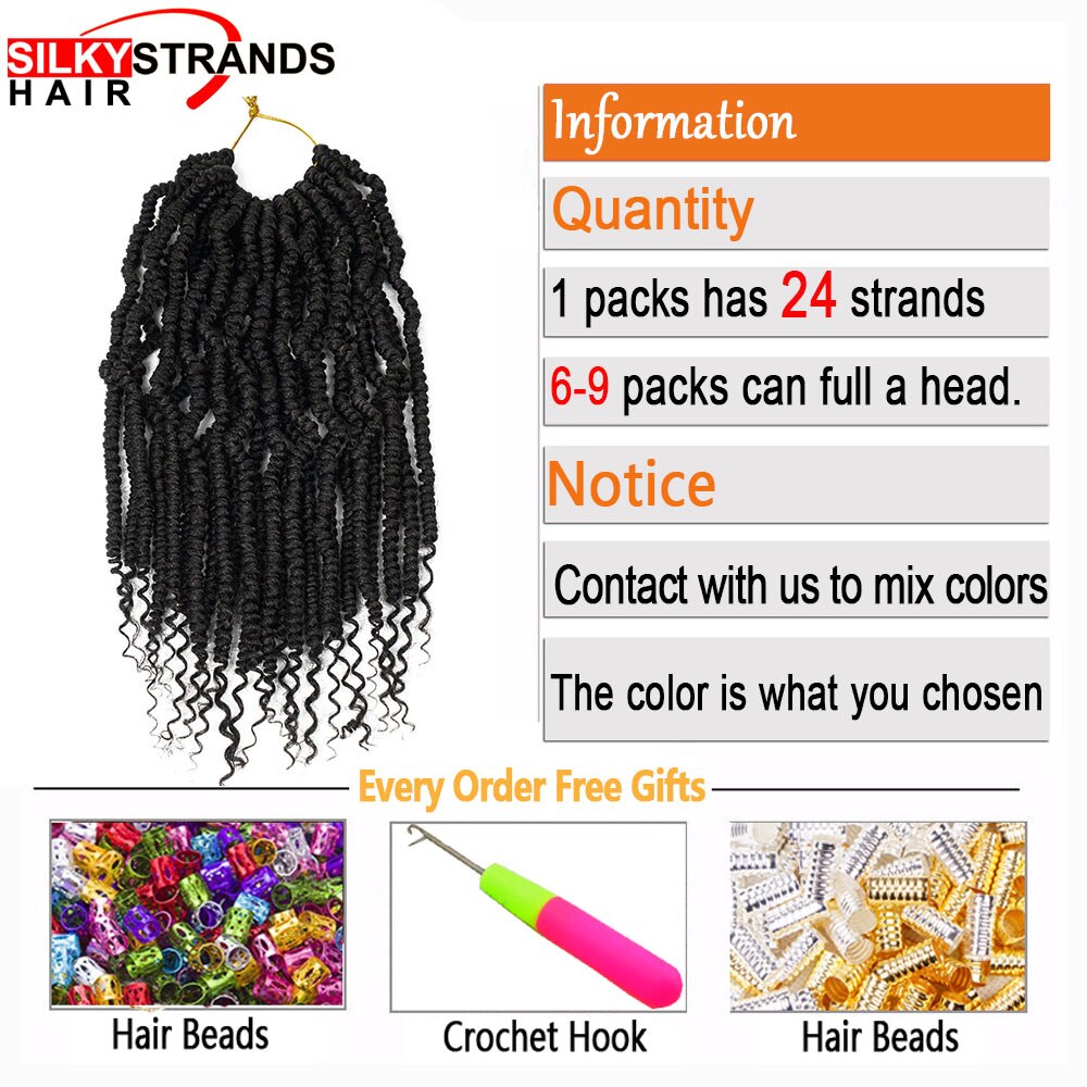 12 inch Passion Spring Twists Hair Synthetic Crotchet Hair Extensions Pre Looped Ombre Crochet Braids Nubian Twist