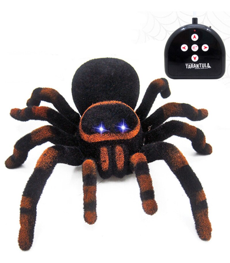 Electronic Pet Remote Control Simulation Spider Eyes Shine Black Spider Halloween RC Toy Tricky Prank Scary Toy: Default Title