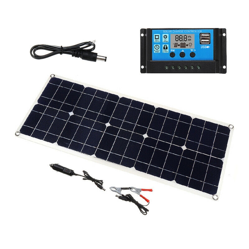 100w 18v dual usb solcellepanel batterioplader +10 pwm solar controller til båd bil hjem camping vandring 10a: Default Title