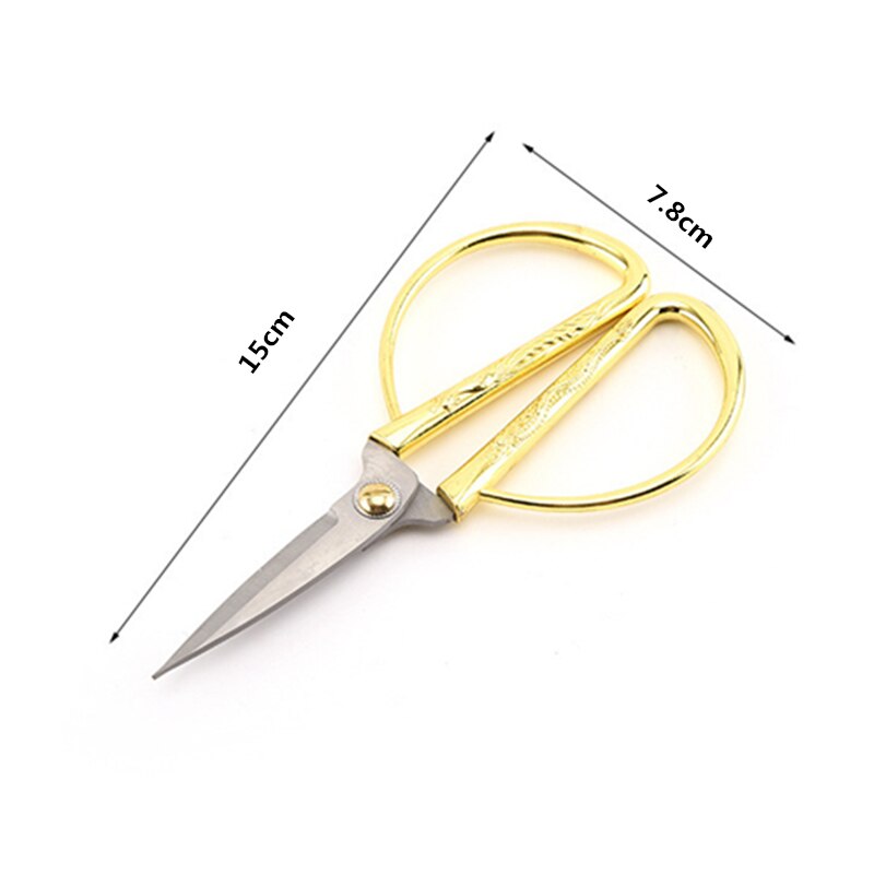 Sharp Stainless Steel Sewing Scissors for Fabric Golden Retro Craft Scissors DIY Sewing Tools Embroidery Scissors: 15cm
