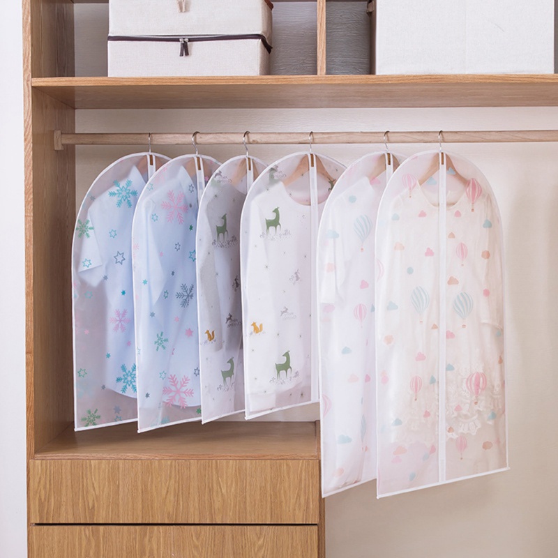 Cute Pattern Transparent Wardrobe Coat Storage Hanging Bag Clothes Dust Cover Hanging Bag Clear Garment Suit Dress Protect Cover