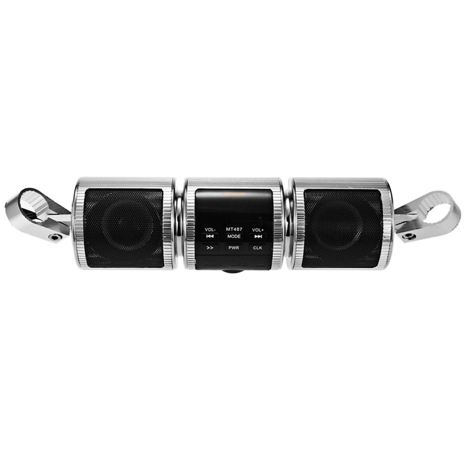 Motorcycle Bluetooth Music Player MP3 Motorcycle Stereo Speaker FM Radio Adjustable LED Screen Waterproof: Silver