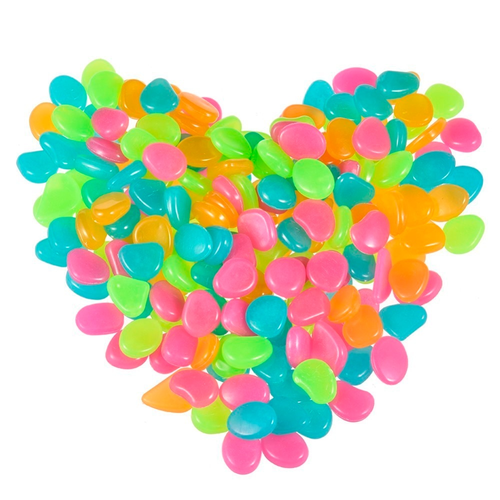 50 stuks glow in the dark tuinkiezels, lichtgevende stenen, stenen voor looppaden, tuinpaden, patio's, gazons, tuindecoratie, lichtgevende stenen: Kleurrijk