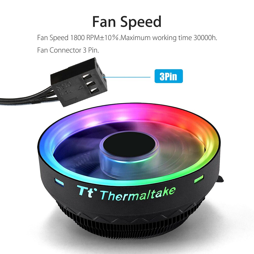 RGB 5-Color LED CPU Cooler Fan Aluminum Heatsink For Intel LGA1156/1155/775/1150 AMD /FM1/FM2/FM2+/AM2/AM2+/AM3+/AM4