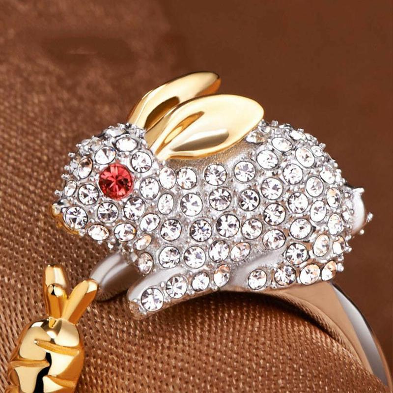 Mifeiya Zirconia Open Wedding Verstelbare Ringen Leuke Vinger Ring Bunny Dier Sieraden Konijn Vorm Ringen Voor Vrouwen