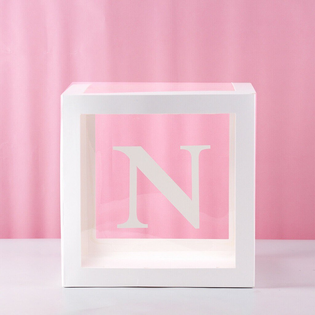 Letter A- Z Transparent Boxes Kid Birthday Baby Shower Birthday Party Decoration Shower Balloon Storage Box Party Supplies: N