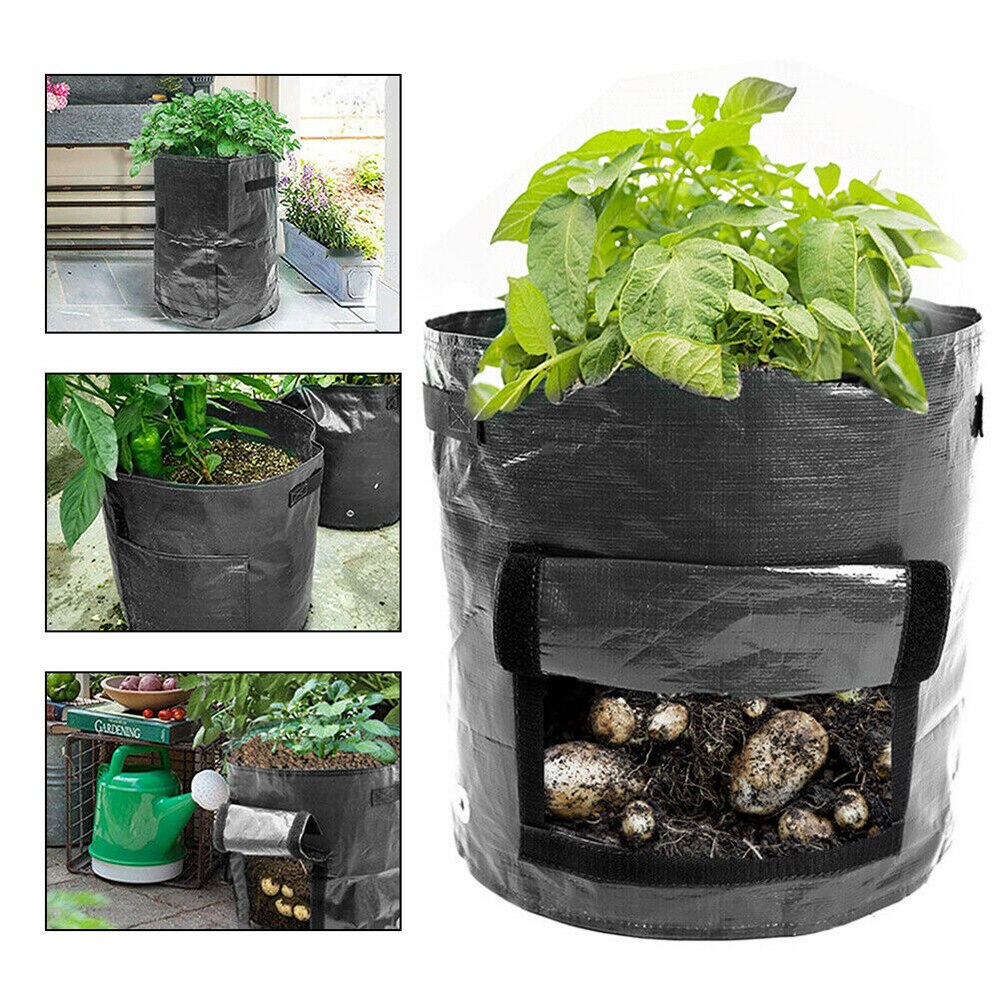Plante vokse pose kartoffel vokse poser plantning vandtæt pe havearbejde grøntsags planter pose 3/5/7/10 gallon  d30