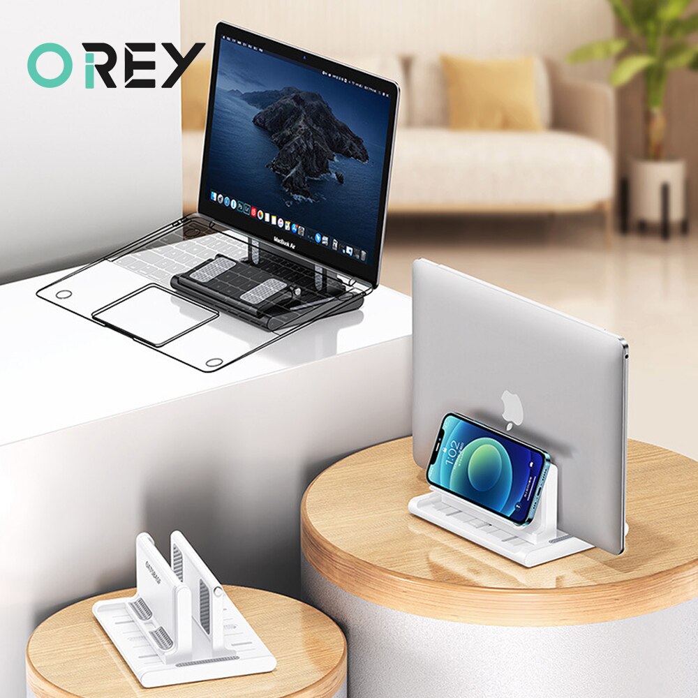 Verticale Verstelbare Laptop Stand Draagbare Notebook Mount Ondersteuning Base Houder Voor Macbook Air Pro Ipad Met Telefoon Tablet Houder