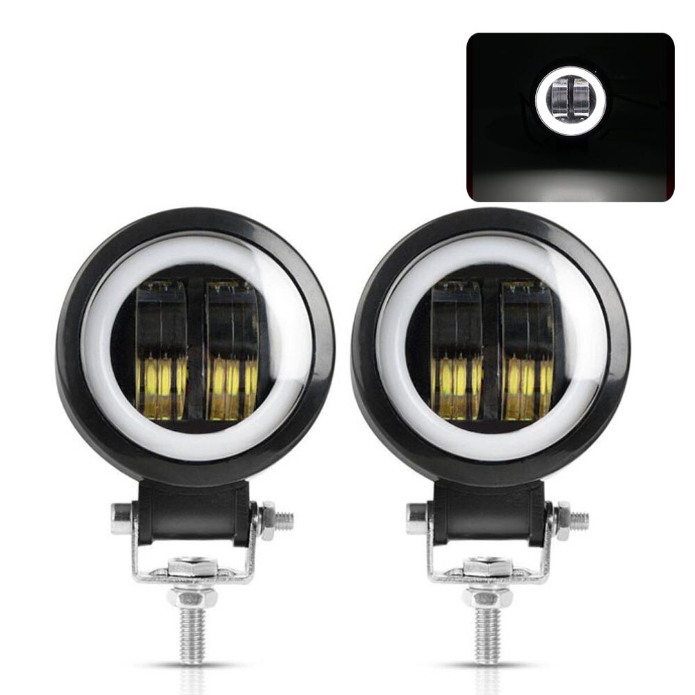 3INCH 20W LED WORK LIGHT SPOT DRIVING FOG LIGHTS HEADLIGHT CAR SUV BOAT WAGON PICKUP CAMPER MOTORCYCLE 12V 24V AUXILIARY LIGHT: 2x ROUND WHITE