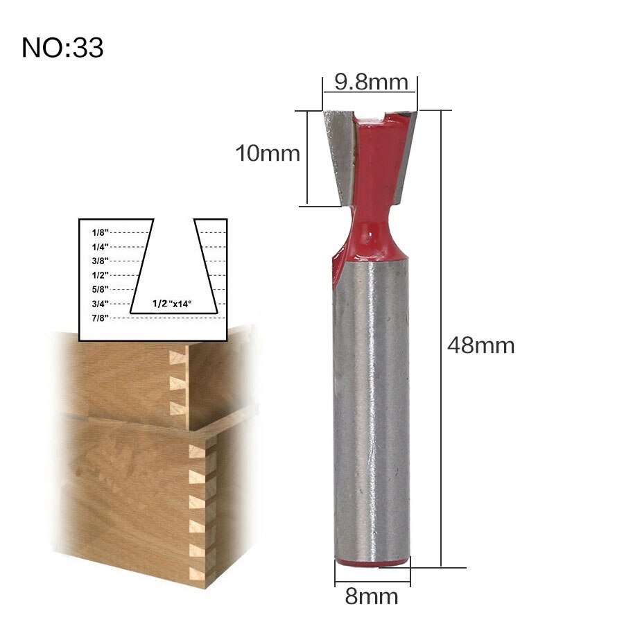 1 st 8mm Schacht hout router bit Rechte frees trimmer reiniging flush trim hoek ronde cove doos bits frezen Cutte: NO33