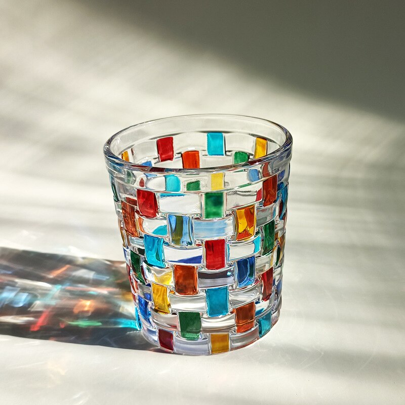 high-value hand-painted crystal glass light luxury line woven pattern crystal glass whiskey glass juice water glass: braided cup