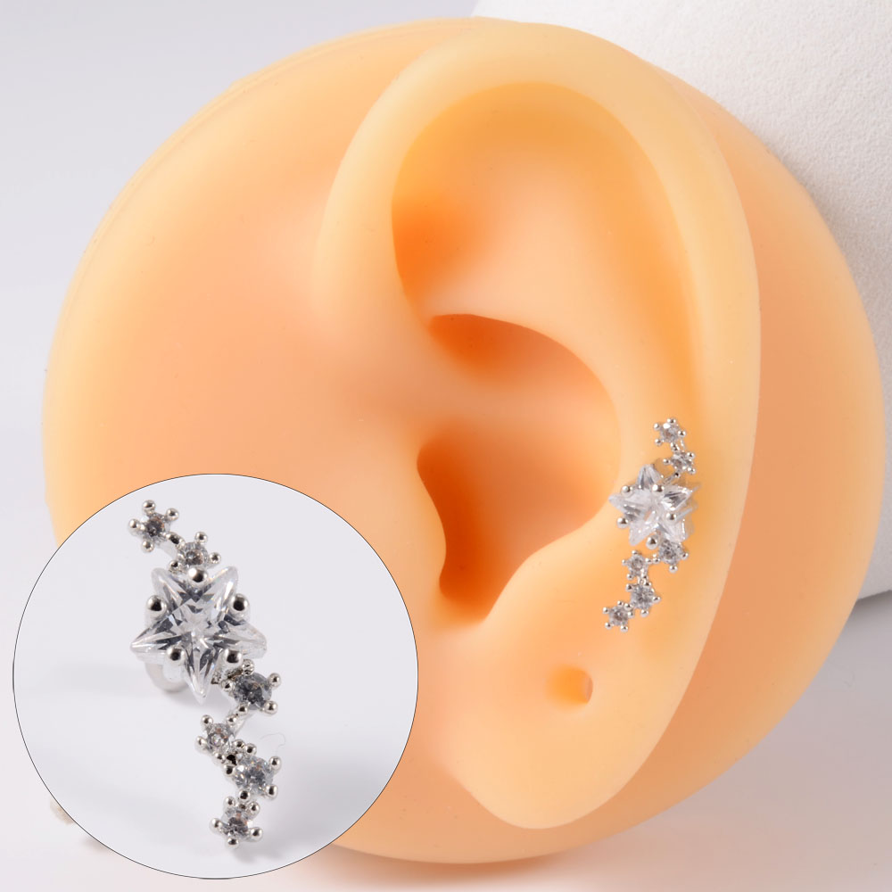 1 pz acciaio inossidabile Cz orecchio Tragus cartilagine orecchini cristallo trasparente fiore lobo elica orecchino bilanciere piercing gioielli per il corpo 20G: Pistola nera placcata
