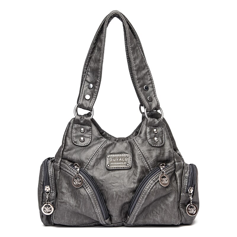 Vintage Women Bags Handbags Women Shoulder Bags Female Top-handle Bags Crossbody Purses for Women: Gray