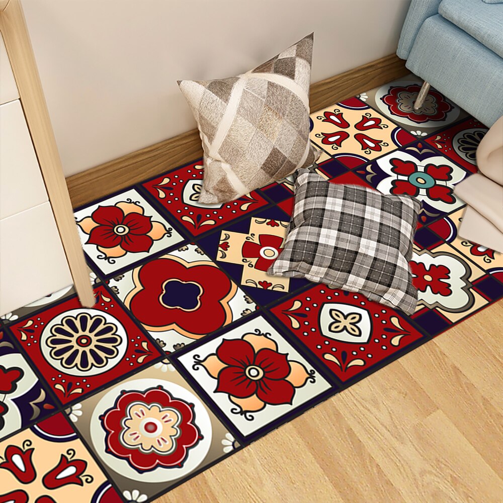 10pcs Red Mandala Tiles Wall Sticker Matte Film For Tiles /Ground in Kitchen Backsplash Wardrobe Cupboard Floor Wall Decals