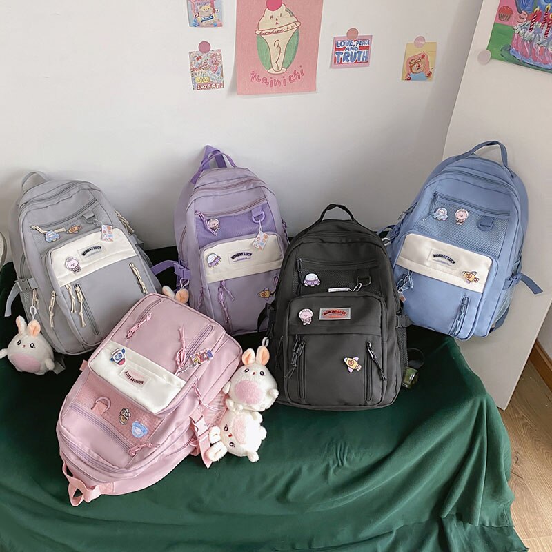 Hocodo Nylon Waterdichte Vrouwen Rugzak College Stijl Pure Kleur Schooltas Voor Tiener Meisjes Leuke Casual Rugzak Boekentas
