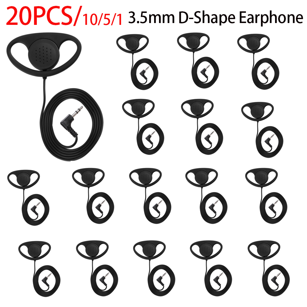 3.5mm Plug D-shape Soft Ear Hook Single Side Wired Earphone No Mic In-Ear Headphone for Phone Laptop Security Guard Police Bar