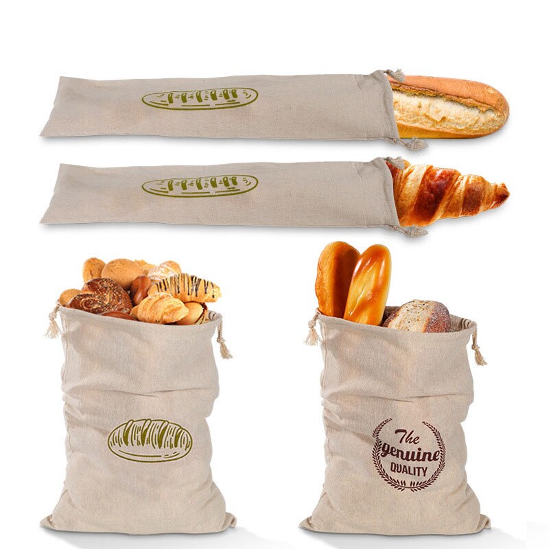 Linnedbrødposer, der kan genanvendes løbebånd til loaf baguette brødopbevaringspose