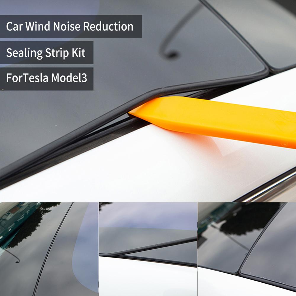 Voor Tesla Model 3 Voorruit Dak Wind Guard Noise Verlagen Reductie Seal Kit Dakraam Glas Afdichtstrip Auto Accessoires