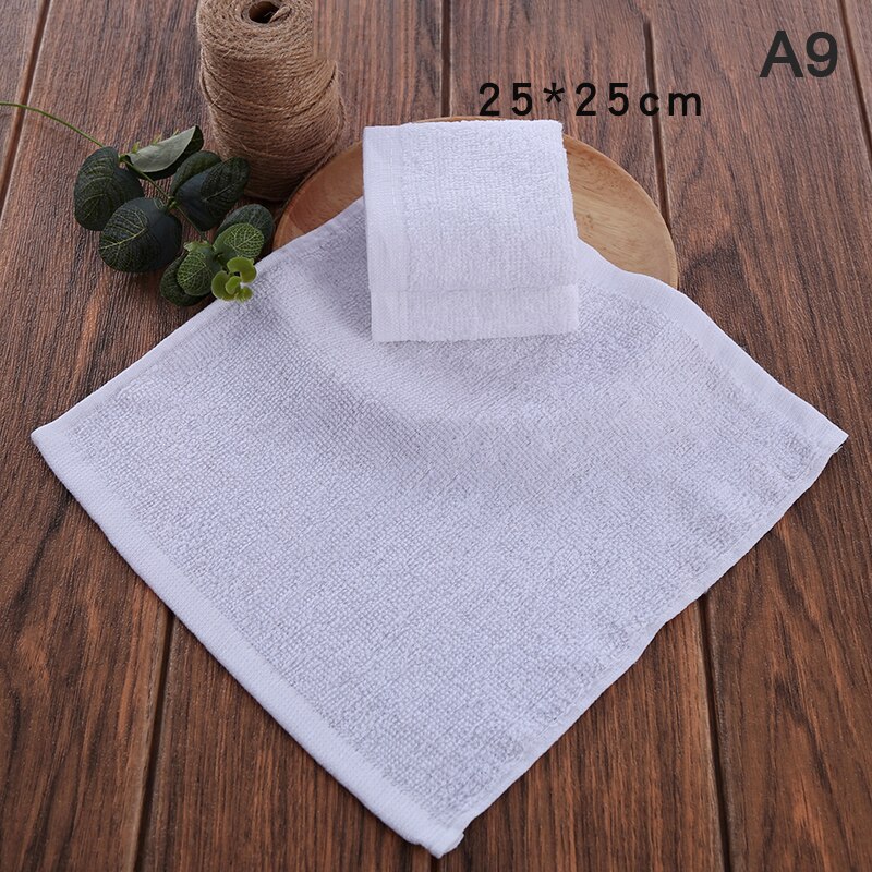 Soft White Cheap Face Towel Small Hand Towels Square White Kitchen Towel Hotel Restaurant Kindergarten Cotton Towel: A9
