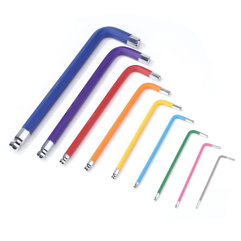 9pcs Allen L Key Wrench Hexagon Torx Star Spanner Anticorrosion Wear-resisting Colour Coding Industry Home Maintenance Tool
